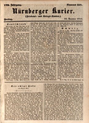 Nürnberger Kurier (Nürnberger Friedens- und Kriegs-Kurier) Freitag 13. Dezember 1844