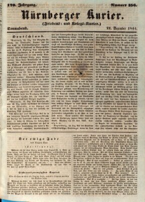 Nürnberger Kurier (Nürnberger Friedens- und Kriegs-Kurier) Samstag 21. Dezember 1844