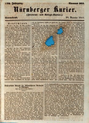 Nürnberger Kurier (Nürnberger Friedens- und Kriegs-Kurier) Samstag 28. Dezember 1844