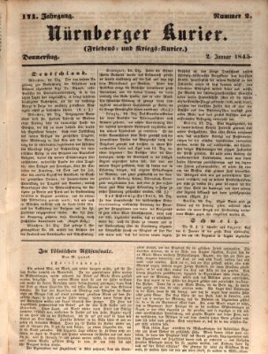 Nürnberger Kurier (Nürnberger Friedens- und Kriegs-Kurier) Donnerstag 2. Januar 1845