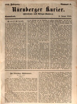 Nürnberger Kurier (Nürnberger Friedens- und Kriegs-Kurier) Samstag 4. Januar 1845