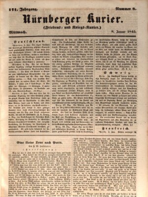 Nürnberger Kurier (Nürnberger Friedens- und Kriegs-Kurier) Mittwoch 8. Januar 1845