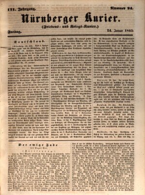 Nürnberger Kurier (Nürnberger Friedens- und Kriegs-Kurier) Freitag 24. Januar 1845