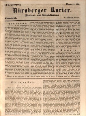 Nürnberger Kurier (Nürnberger Friedens- und Kriegs-Kurier) Samstag 8. Februar 1845