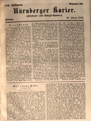 Nürnberger Kurier (Nürnberger Friedens- und Kriegs-Kurier) Freitag 28. Februar 1845