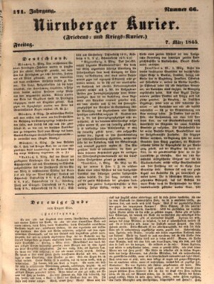 Nürnberger Kurier (Nürnberger Friedens- und Kriegs-Kurier) Freitag 7. März 1845