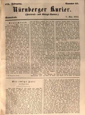 Nürnberger Kurier (Nürnberger Friedens- und Kriegs-Kurier) Samstag 8. März 1845