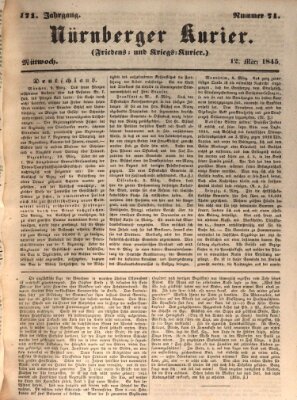 Nürnberger Kurier (Nürnberger Friedens- und Kriegs-Kurier) Mittwoch 12. März 1845