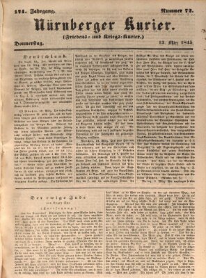 Nürnberger Kurier (Nürnberger Friedens- und Kriegs-Kurier) Donnerstag 13. März 1845