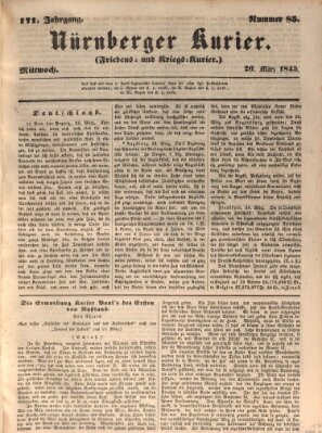 Nürnberger Kurier (Nürnberger Friedens- und Kriegs-Kurier) Mittwoch 26. März 1845