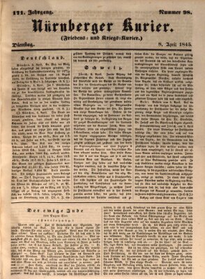 Nürnberger Kurier (Nürnberger Friedens- und Kriegs-Kurier) Dienstag 8. April 1845