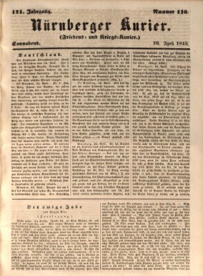 Nürnberger Kurier (Nürnberger Friedens- und Kriegs-Kurier) Samstag 26. April 1845