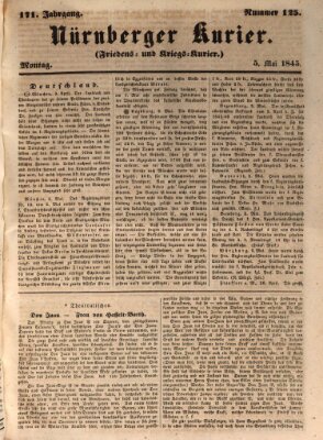 Nürnberger Kurier (Nürnberger Friedens- und Kriegs-Kurier) Montag 5. Mai 1845