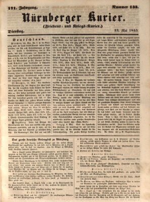 Nürnberger Kurier (Nürnberger Friedens- und Kriegs-Kurier) Dienstag 13. Mai 1845