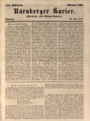 Nürnberger Kurier (Nürnberger Friedens- und Kriegs-Kurier) Montag 19. Mai 1845