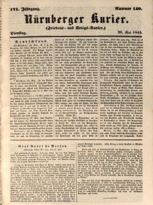 Nürnberger Kurier (Nürnberger Friedens- und Kriegs-Kurier) Dienstag 20. Mai 1845