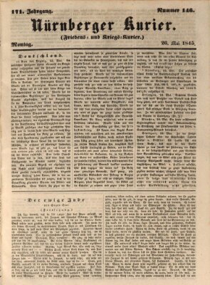 Nürnberger Kurier (Nürnberger Friedens- und Kriegs-Kurier) Montag 26. Mai 1845