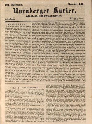 Nürnberger Kurier (Nürnberger Friedens- und Kriegs-Kurier) Dienstag 27. Mai 1845