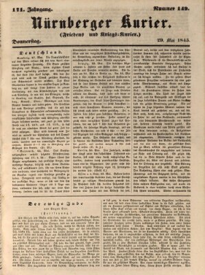 Nürnberger Kurier (Nürnberger Friedens- und Kriegs-Kurier) Donnerstag 29. Mai 1845