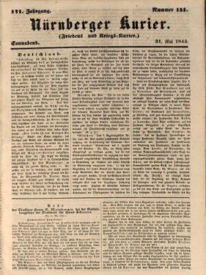 Nürnberger Kurier (Nürnberger Friedens- und Kriegs-Kurier) Samstag 31. Mai 1845