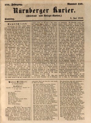 Nürnberger Kurier (Nürnberger Friedens- und Kriegs-Kurier) Sonntag 1. Juni 1845