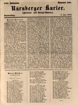 Nürnberger Kurier (Nürnberger Friedens- und Kriegs-Kurier) Donnerstag 5. Juni 1845