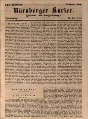 Nürnberger Kurier (Nürnberger Friedens- und Kriegs-Kurier) Donnerstag 12. Juni 1845