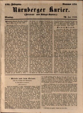 Nürnberger Kurier (Nürnberger Friedens- und Kriegs-Kurier) Montag 23. Juni 1845