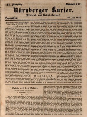 Nürnberger Kurier (Nürnberger Friedens- und Kriegs-Kurier) Donnerstag 26. Juni 1845