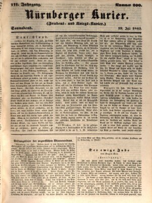 Nürnberger Kurier (Nürnberger Friedens- und Kriegs-Kurier) Samstag 19. Juli 1845
