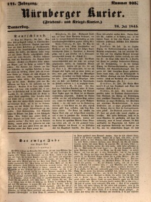 Nürnberger Kurier (Nürnberger Friedens- und Kriegs-Kurier) Donnerstag 24. Juli 1845