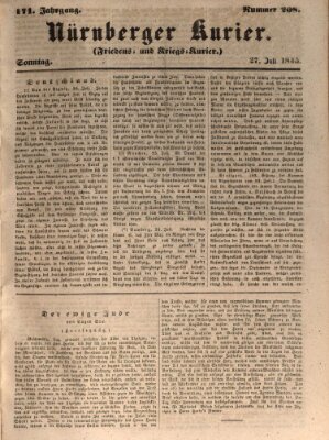 Nürnberger Kurier (Nürnberger Friedens- und Kriegs-Kurier) Sonntag 27. Juli 1845