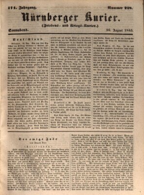 Nürnberger Kurier (Nürnberger Friedens- und Kriegs-Kurier) Samstag 16. August 1845