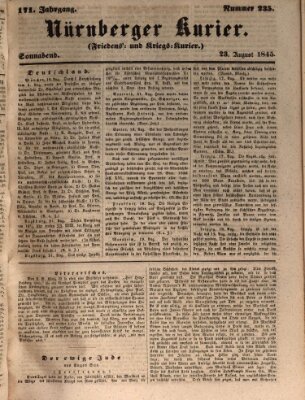 Nürnberger Kurier (Nürnberger Friedens- und Kriegs-Kurier) Samstag 23. August 1845