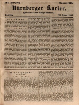 Nürnberger Kurier (Nürnberger Friedens- und Kriegs-Kurier) Dienstag 26. August 1845