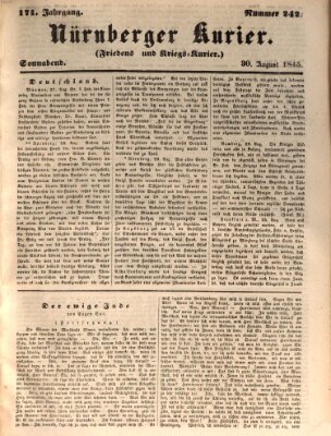 Nürnberger Kurier (Nürnberger Friedens- und Kriegs-Kurier) Samstag 30. August 1845