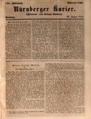 Nürnberger Kurier (Nürnberger Friedens- und Kriegs-Kurier) Sonntag 31. August 1845