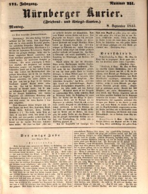 Nürnberger Kurier (Nürnberger Friedens- und Kriegs-Kurier) Montag 8. September 1845