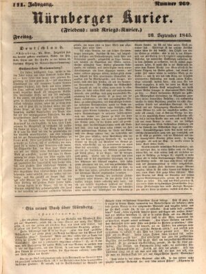 Nürnberger Kurier (Nürnberger Friedens- und Kriegs-Kurier) Freitag 26. September 1845