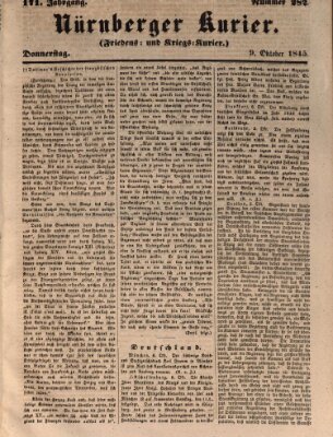 Nürnberger Kurier (Nürnberger Friedens- und Kriegs-Kurier) Donnerstag 9. Oktober 1845