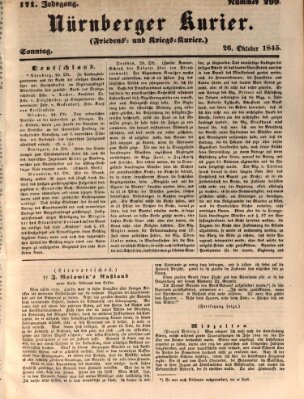 Nürnberger Kurier (Nürnberger Friedens- und Kriegs-Kurier) Sonntag 26. Oktober 1845