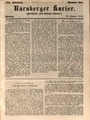 Nürnberger Kurier (Nürnberger Friedens- und Kriegs-Kurier) Freitag 31. Oktober 1845