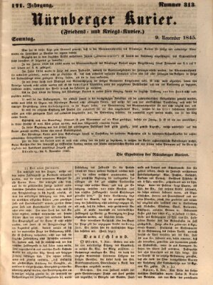 Nürnberger Kurier (Nürnberger Friedens- und Kriegs-Kurier) Sonntag 9. November 1845