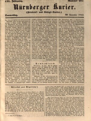 Nürnberger Kurier (Nürnberger Friedens- und Kriegs-Kurier) Donnerstag 20. November 1845