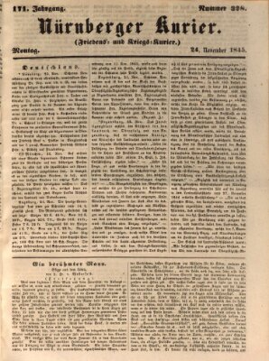 Nürnberger Kurier (Nürnberger Friedens- und Kriegs-Kurier) Montag 24. November 1845