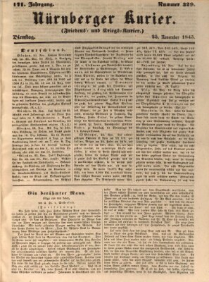 Nürnberger Kurier (Nürnberger Friedens- und Kriegs-Kurier) Dienstag 25. November 1845