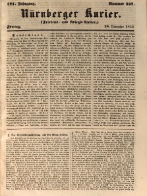 Nürnberger Kurier (Nürnberger Friedens- und Kriegs-Kurier) Freitag 28. November 1845