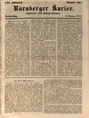 Nürnberger Kurier (Nürnberger Friedens- und Kriegs-Kurier) Donnerstag 4. Dezember 1845