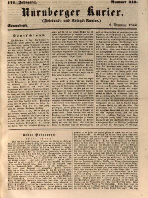 Nürnberger Kurier (Nürnberger Friedens- und Kriegs-Kurier) Samstag 6. Dezember 1845