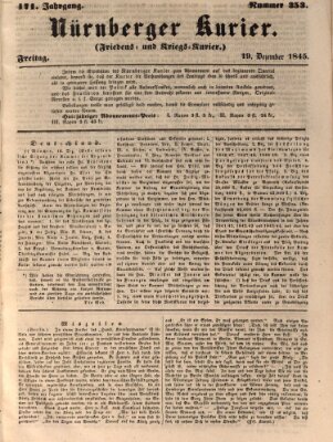 Nürnberger Kurier (Nürnberger Friedens- und Kriegs-Kurier) Freitag 19. Dezember 1845